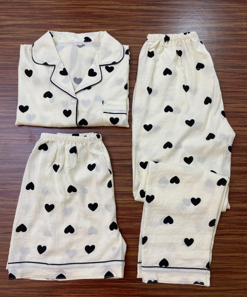 Black Heart Printed night suit