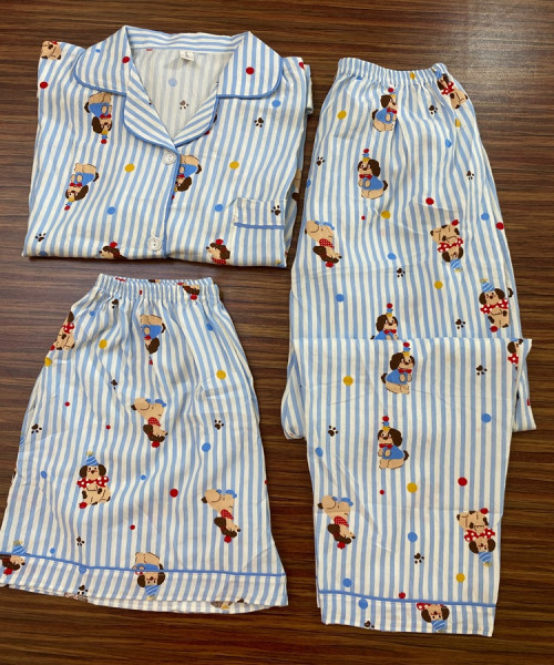 Blue Striped Night Wear