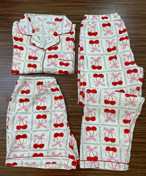 Cheery Printed Night wear
